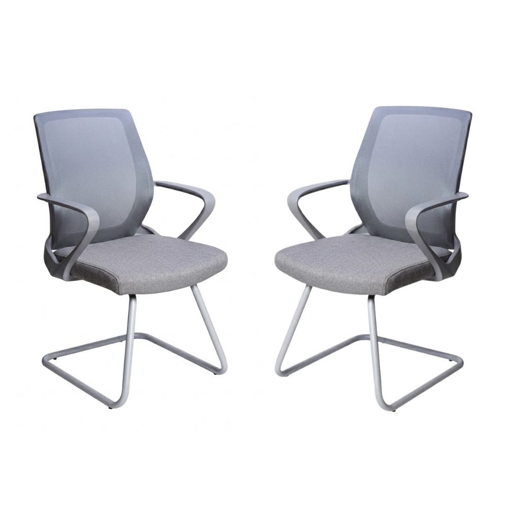 Combo de silla de visita gris tipo trineo