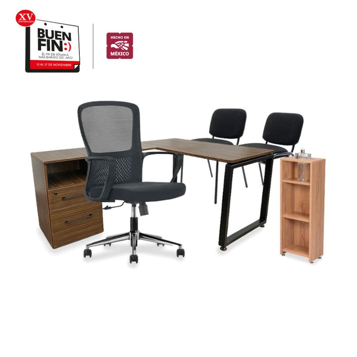 Paquete SMART - Escritorio Smart + 2 sillas de visita +1 Silla Operativa+ dispensador