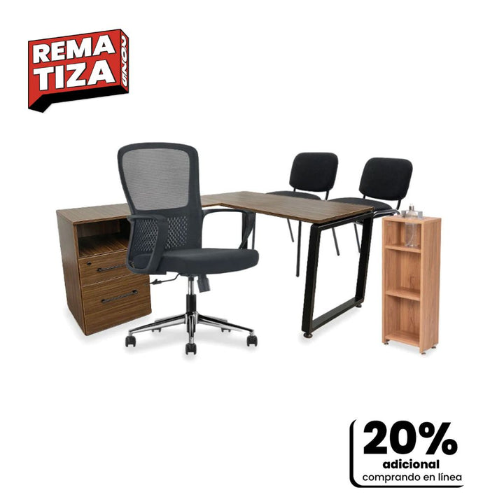 Paquete SMART - Escritorio Smart + 2 sillas de visita +1 Silla Operativa