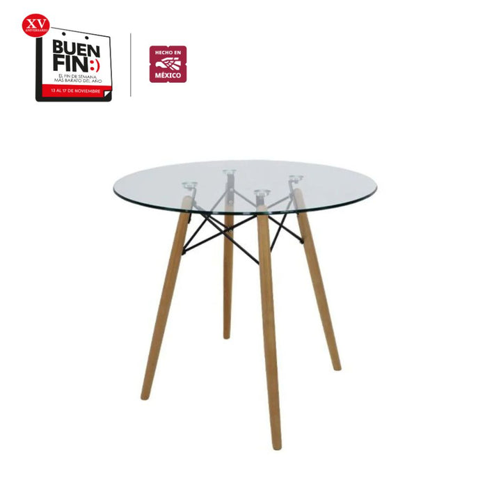 Mesa redonda cristal 80cm