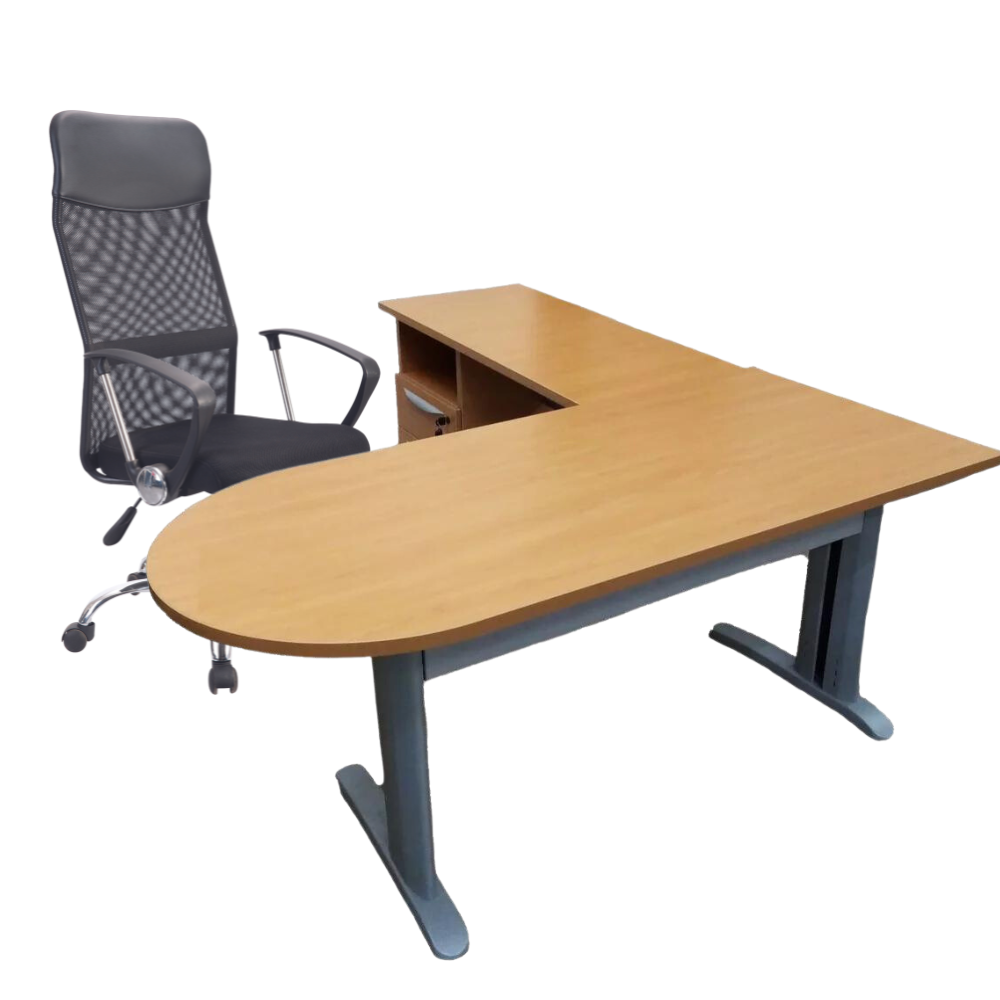 Paquete de escritorio en L + sillón ejecutivo
