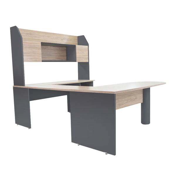 Conjunto directivo GC8 1.80mt con librero sobre credenza