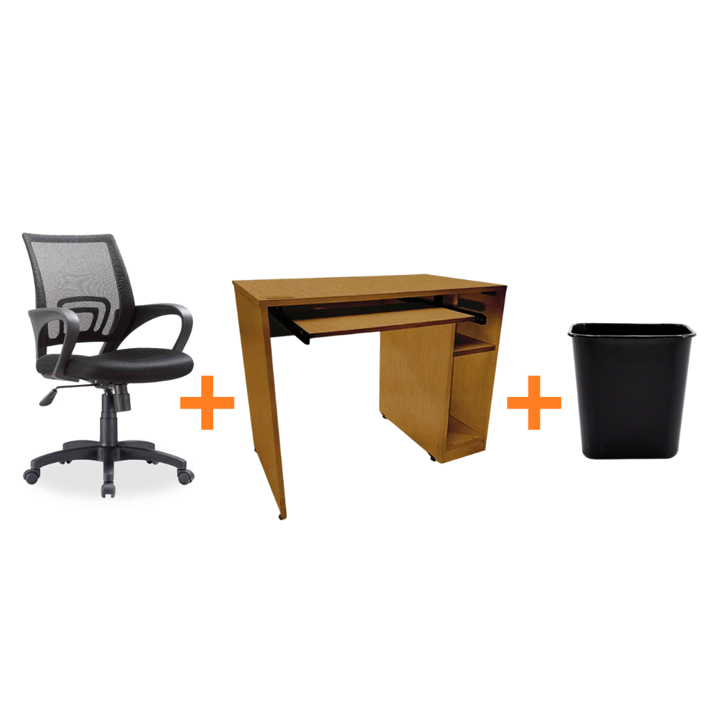 Paquete de Escritorio con porta CPU + Silla Operativa+ Cesto de basura