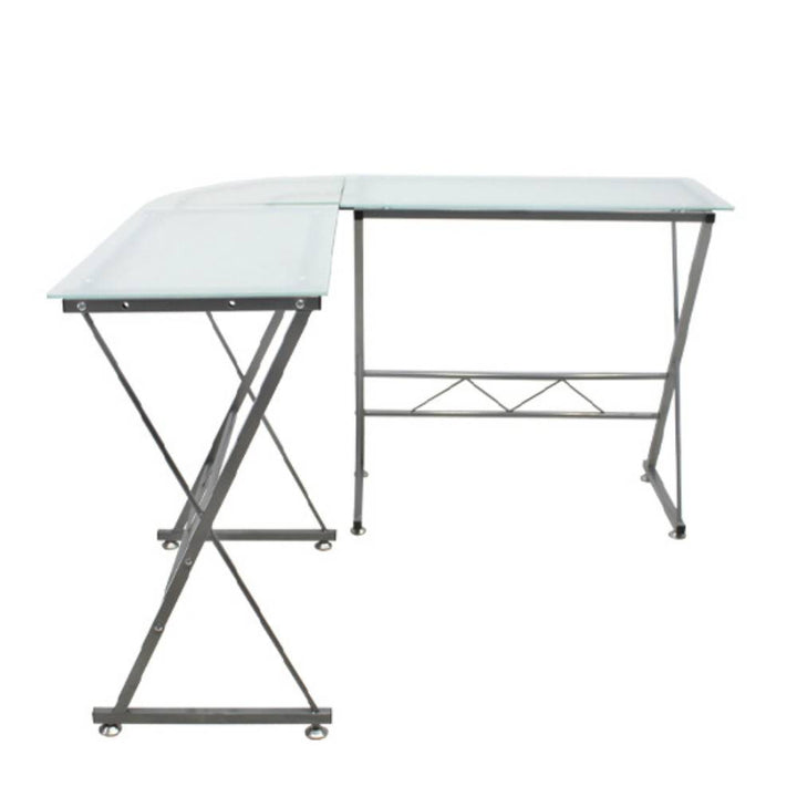 Escritorio en L de Cristal Esmerilado