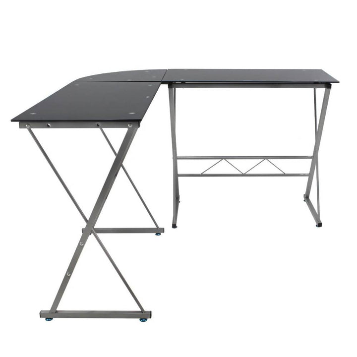 Escritorio en L de Cristal Negro