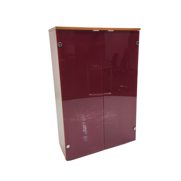 Librero medio con puerta de vidrio Peral-Vino